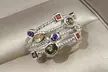 CZ Multi-Stone Three Row Band in White, Yellow Gold  Accents - Second Medium
