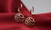 Rose Gold Flashed 925 Silver High Polished Open Rose Dangle Leverback Earrings