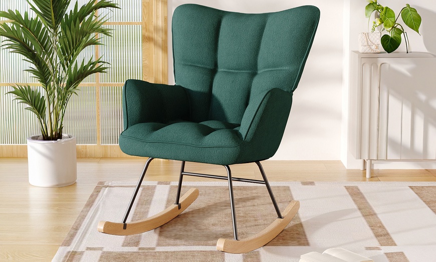Image 6: Living And Home Tufted Rocking Chair in Assorted Colours