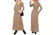 Doublju Women's Maxi Long-Sleeve Dress with Button Neckline. Plus Sizes Available. - Second Medium
