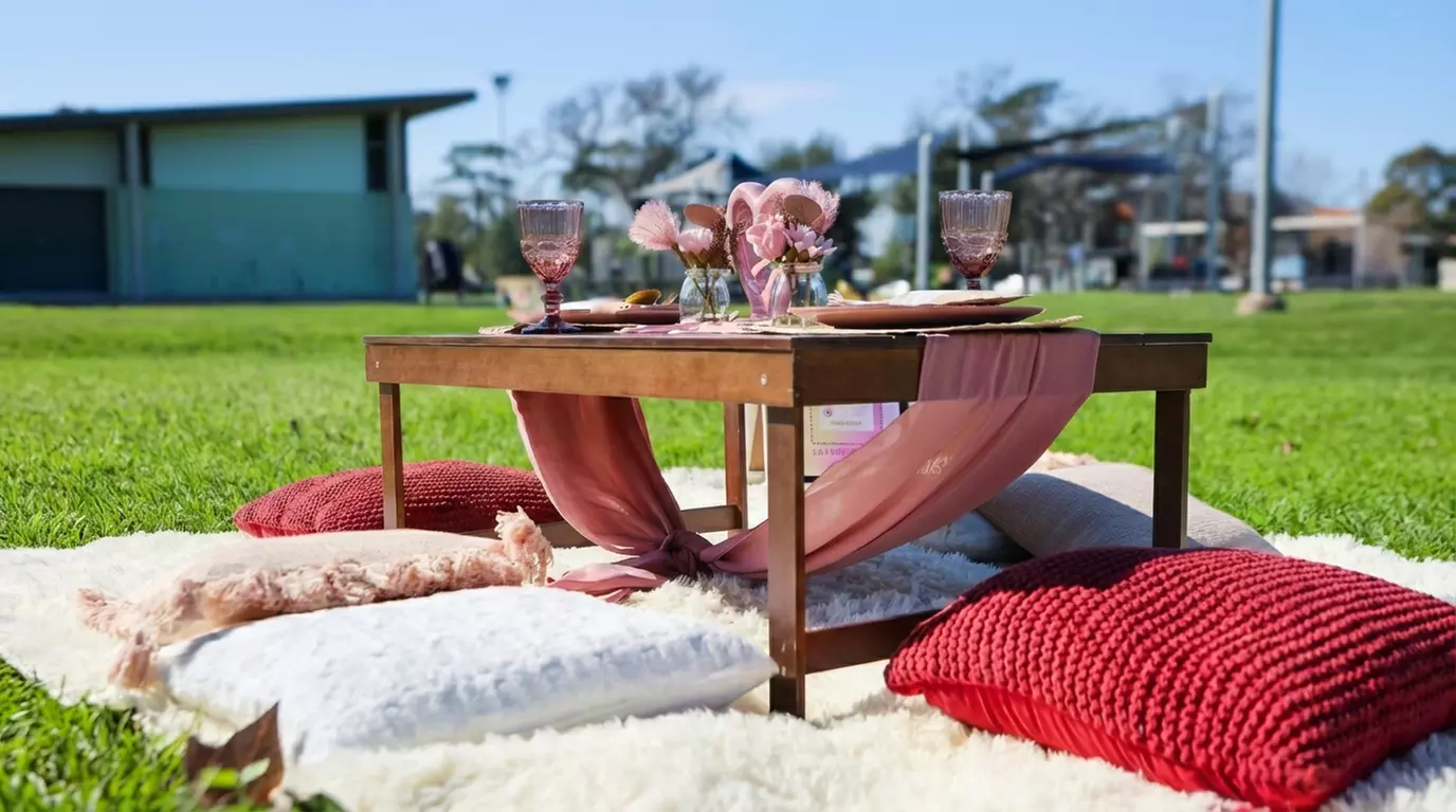 Valentine's Picnic for 2 -Styled Setup & Decor w/ Optional Charcuterie
