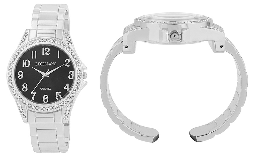 Image 5: Reloj de pulsera analógico con piedras brillantes de Excellance