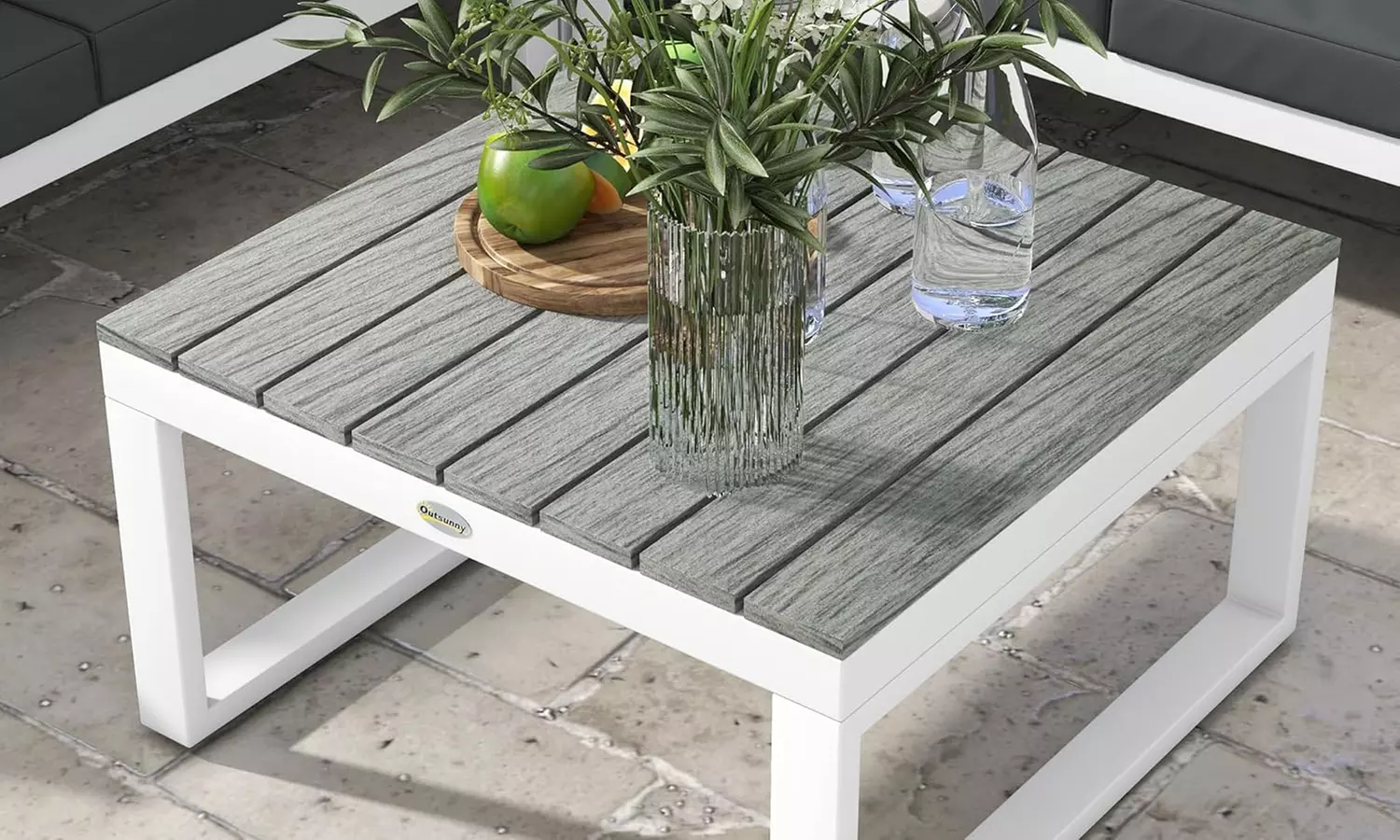 Four-Seater Outsunny Garden Set with Recline Corner Sofa and Table