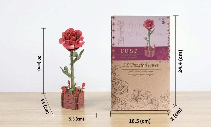 Image 3: DIY Wooden Flower Bouquet 3D Puzzle Craft Kit
