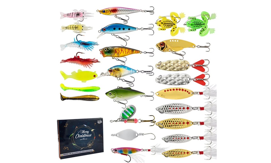 Image 2: 24-Piece Fishing Lure Gift Set with Assorted Sizes and Shapes