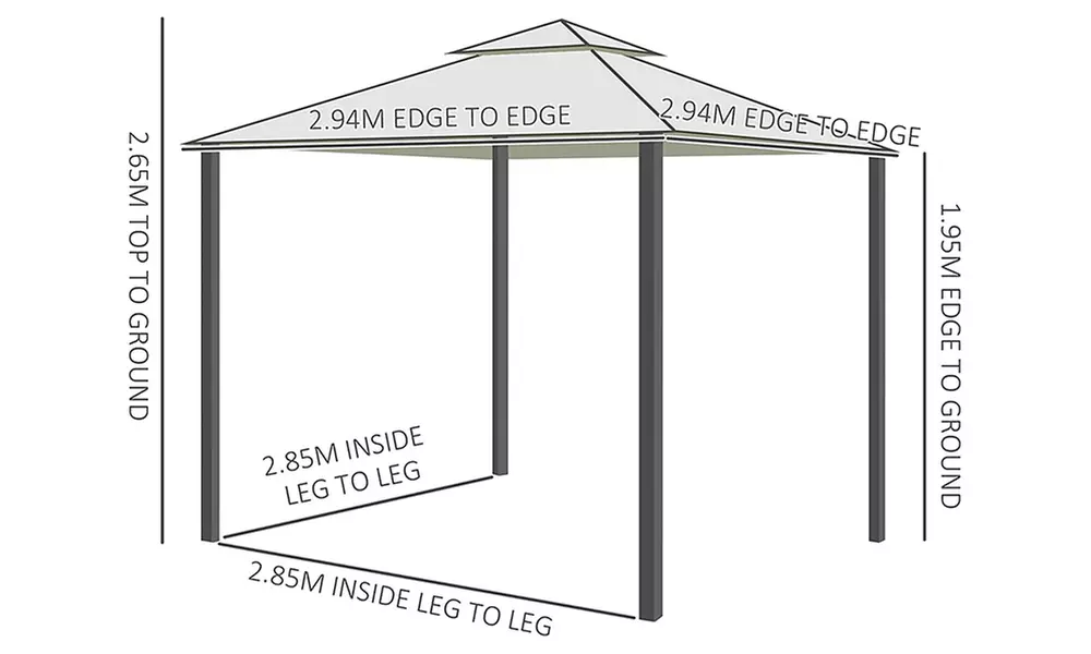 Outsunny 3 x 3m 2-Tier Cream Gazebo