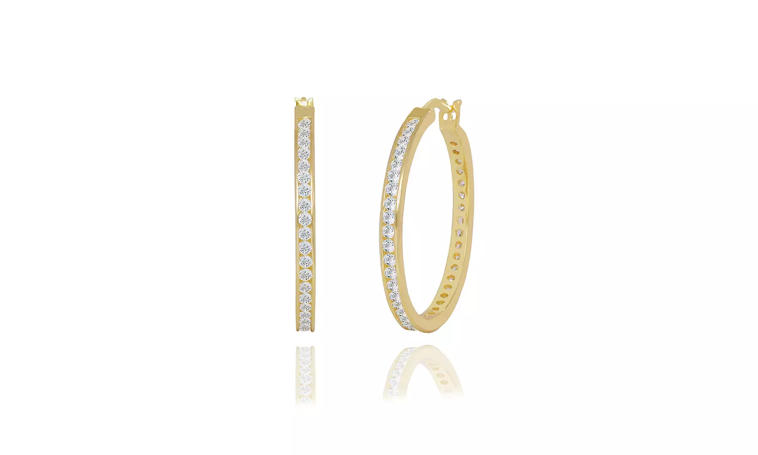 Cubic Zirconia Channel Set Hoop Earrings in Sterling Silver