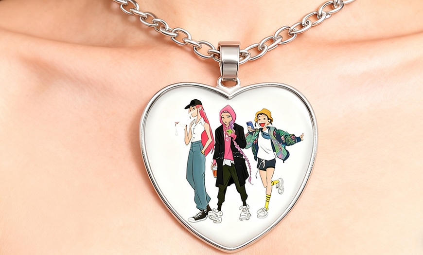 Image 6: KPop Demon Hunters Heart Pendant Necklace, Stylish Anime-Inspired Design in Three Colours
