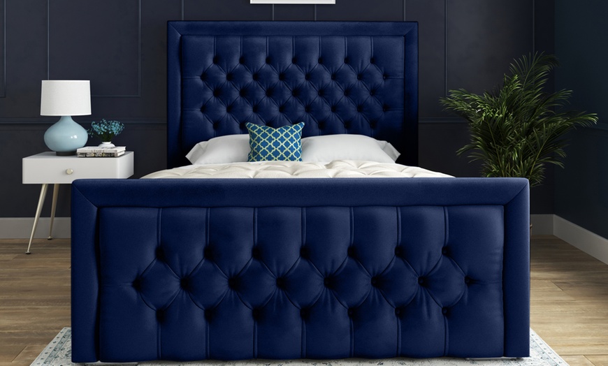 Image 12: DS Living Kingston Upholstered Soft Velvet Bed