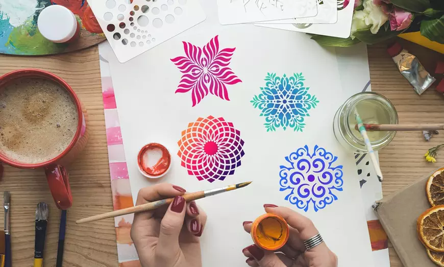 Image 1: 36 Pieces of Mandala Stencils, Unique Designs for Creative Projects