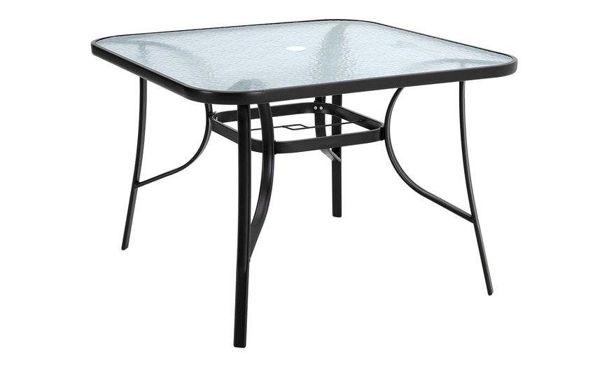 Image 26: Garden Rippled Tempered Glass Table Set