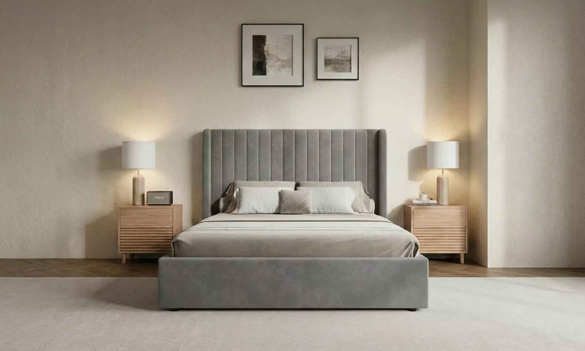 Belgravia Velvet Upholstered Gas Lift Ottoman Bed Frame