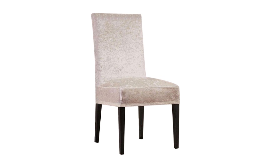 Image 2: Stretch Velvet Chair Covers