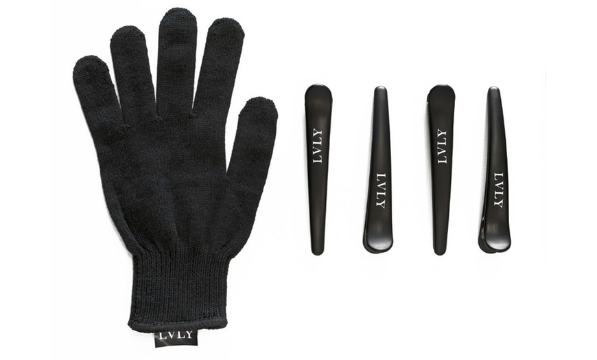 Image 3: LVLY Glättungsbürste inkl. Handschuh, 4 Haarclips und Seidenbeutel