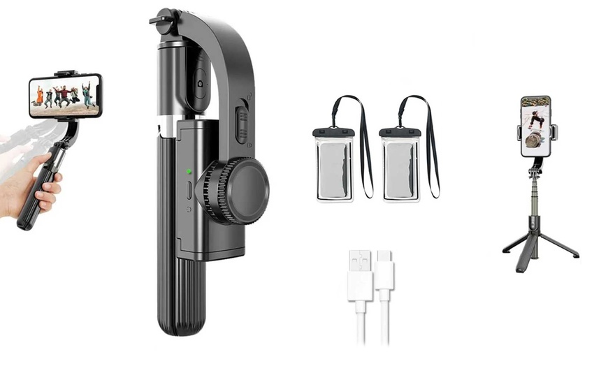 Image 1: Bastone per selfie con stabilizzazione, telecomando e 2 custodie