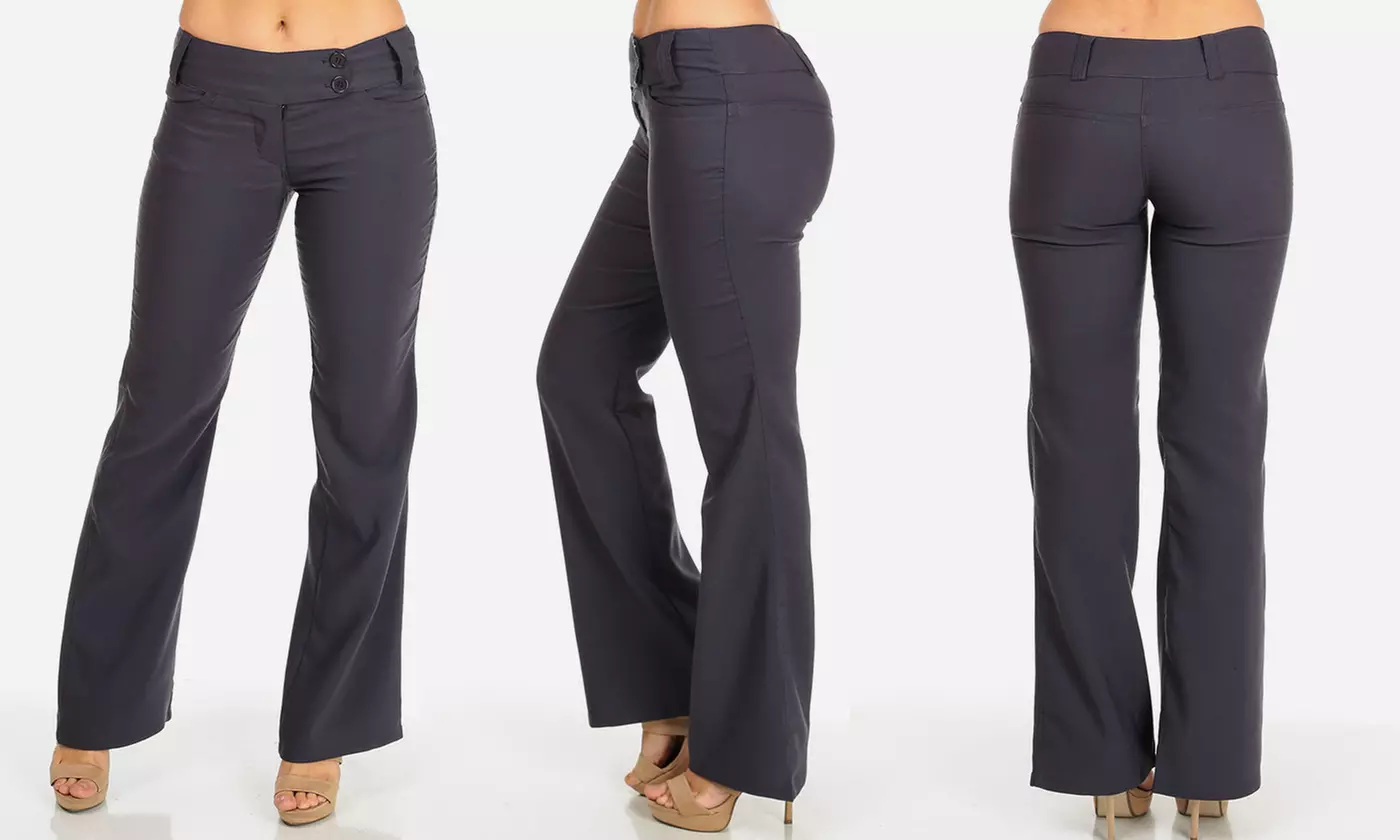 Juniors' Mid-Rise Work Dress Pants - Second Medium