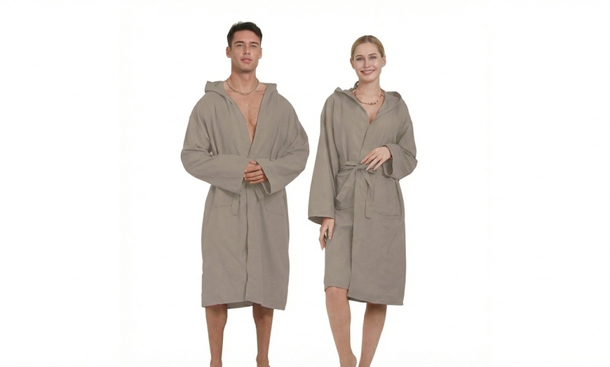 Image 8: Unisex Hooded Bathrobe in Soft Microfiber 