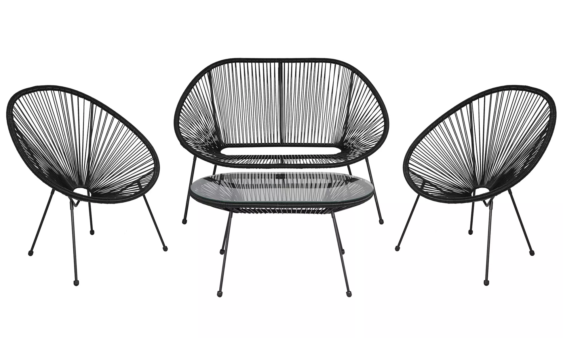 Salotto da giardino in corda intrecciata