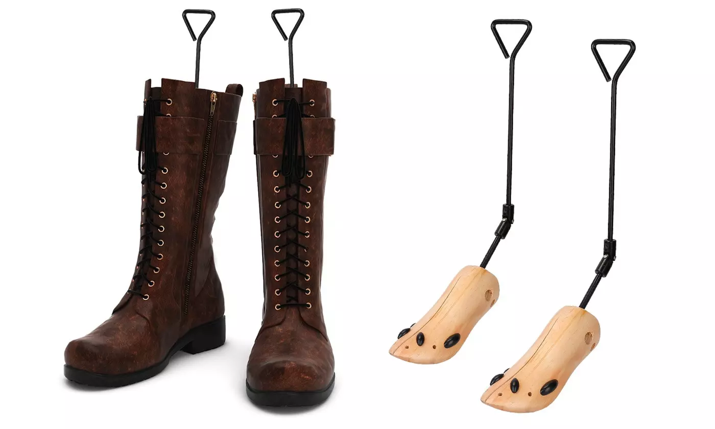 iMounTEK 2-Way Wood Boot Stretchers Shoe Expander w/ Adjustable Length & Width