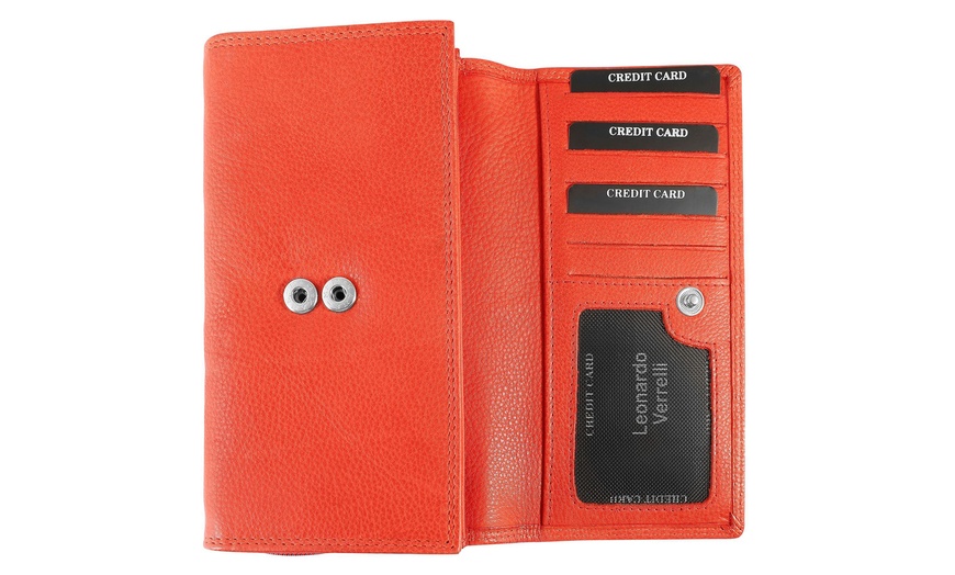 Image 30: Cartera de piel genuina para mujer Leonardo Verrelli