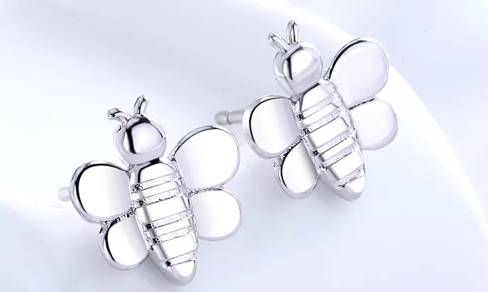 Silver Plated Bee Stud Earrings