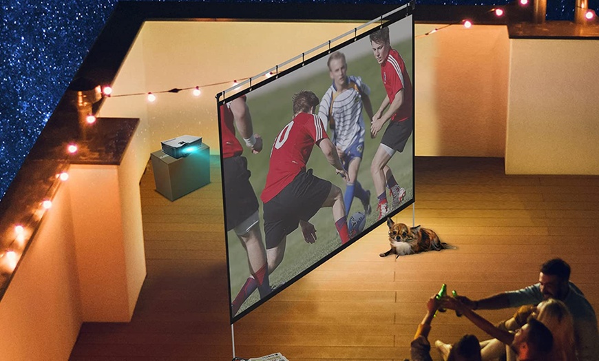 Image 12: HomCom World Cup Projector Screen and Stand