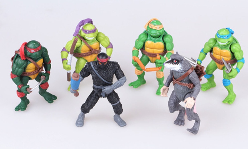 Image 1: Pack of Six Teenage Mutant Ninja Turtles Action Figures