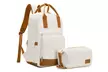 Multi-Fach Laptop Rucksack mit USB-Ladeanschluss inkl. Etui in Creme/Braun oder Schwarz/Braun - Second Medium