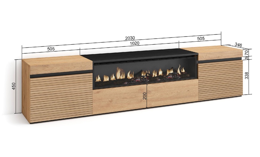 Image 21: Mueble para TV con acabado en roble y opción a chimenea eléctrica