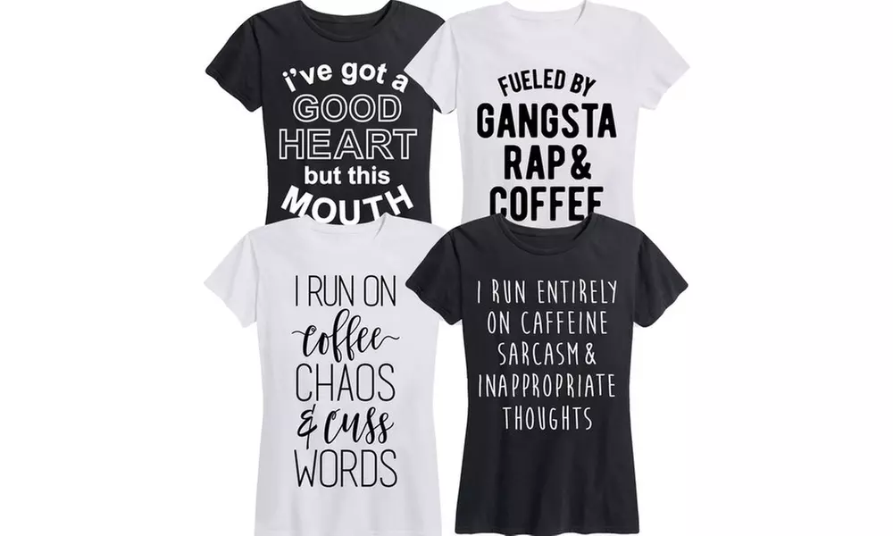 Women's 100% Cotton Humorous-Print Short-Sleeved Tee. Multiple Styles Available. - Primary Image