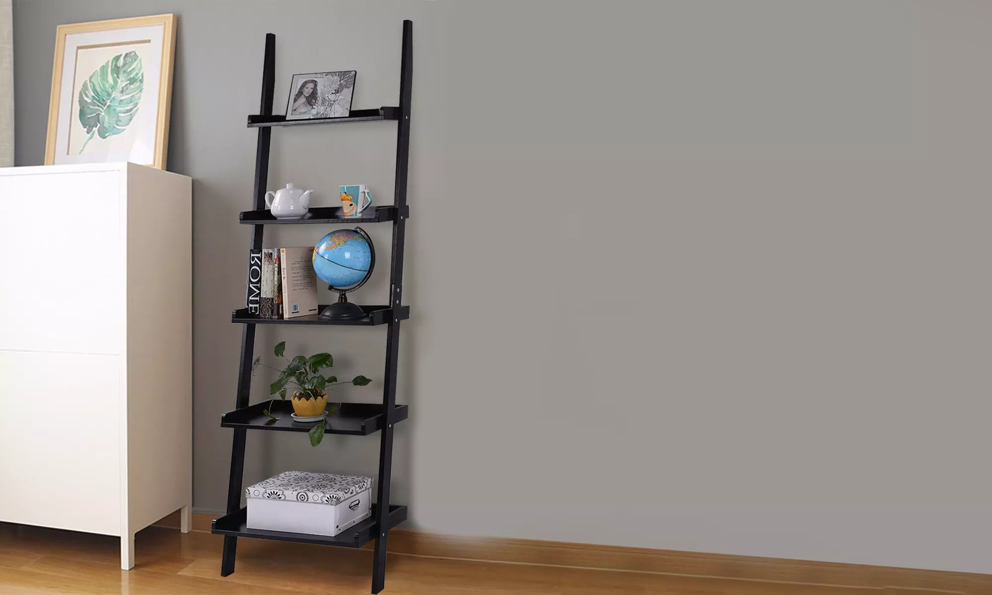 Versatile 5-Tier Leaning Wall Ladder Shelf - Primary Image