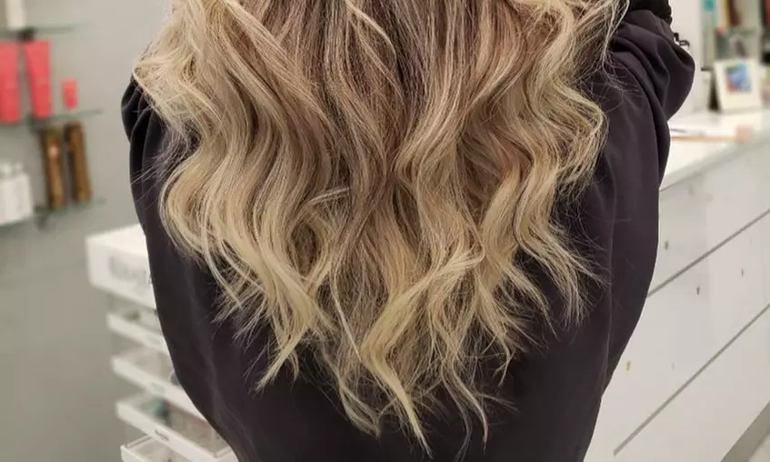 Haircut with Blowout, Touch-up or Balayage with Treatment or More