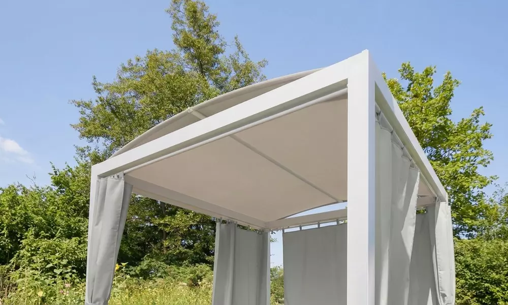 Home Deluxe Sonnenliege Lyon, 208x188 cm, in weiß/grau für den Außenbereich