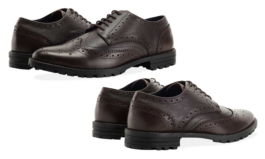 Image 12: Men's Leather Chunky Brogues