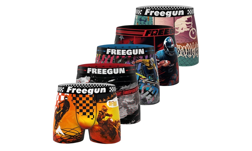 Image 5: Lots de 5 boxers en microfibre divers univers FREEGUN pour homme