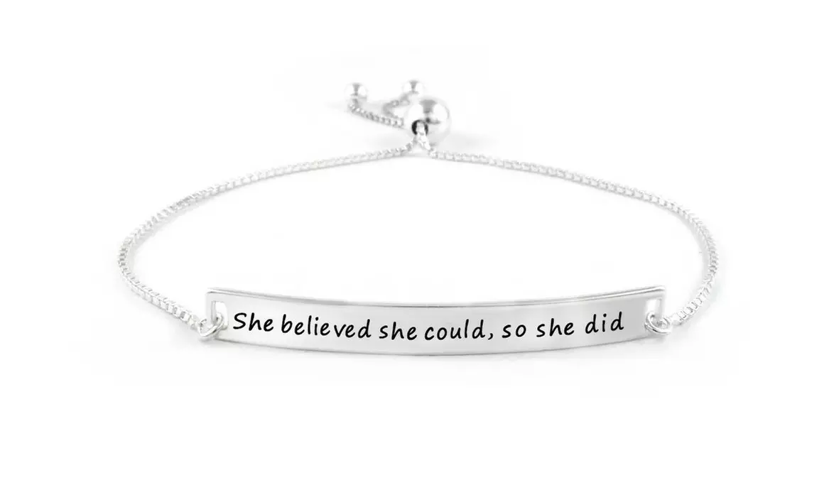 925 Sterling Silver Adjustable Bracelet With Love Engravings - Multiple Options