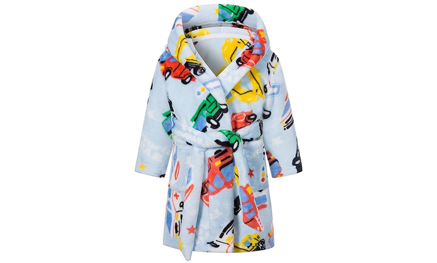 Image 6: Childern Hooded Flannel Fleece Robe