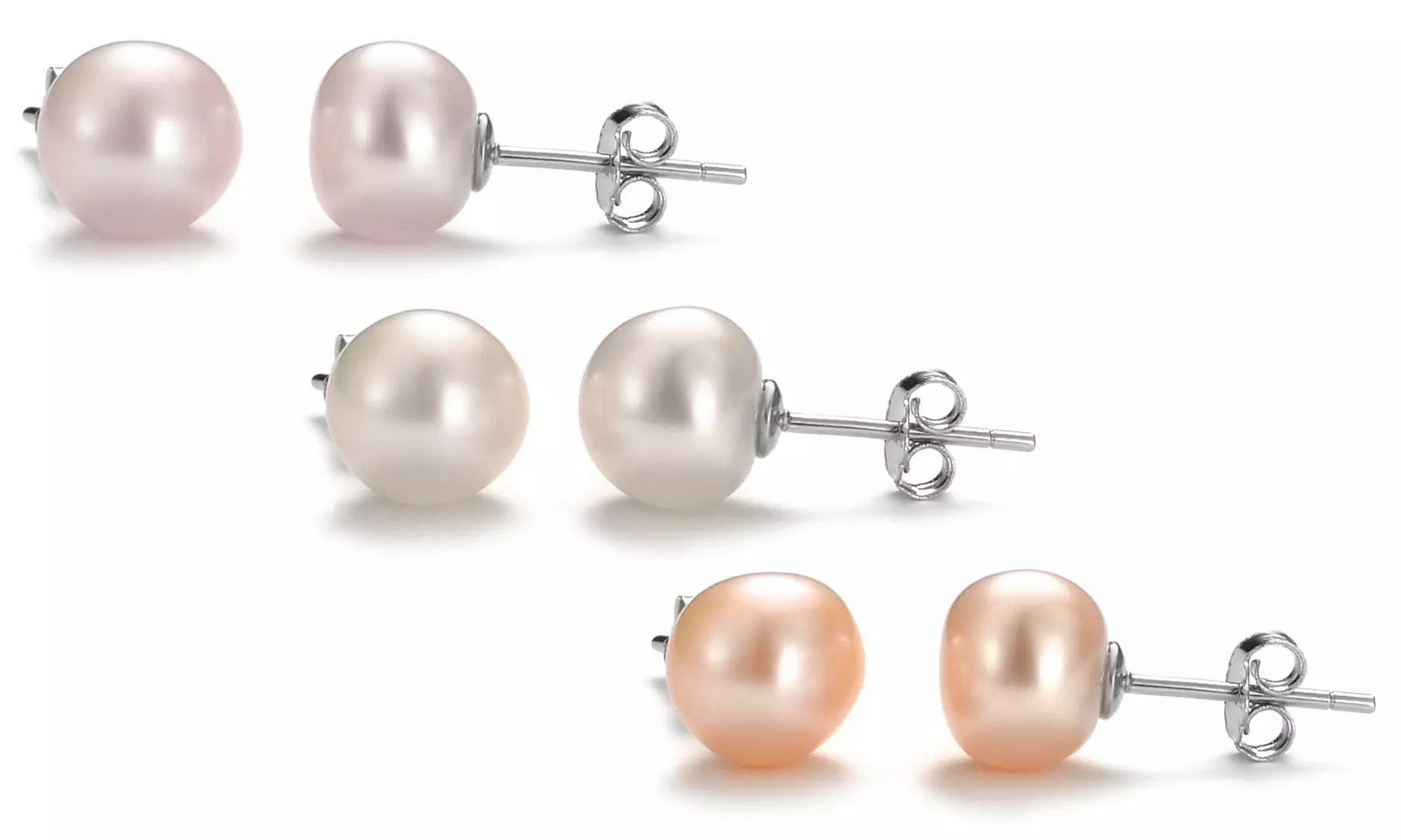 1, 2 ou 3 paires de boucles d'oreilles argent et perles - Primary Image