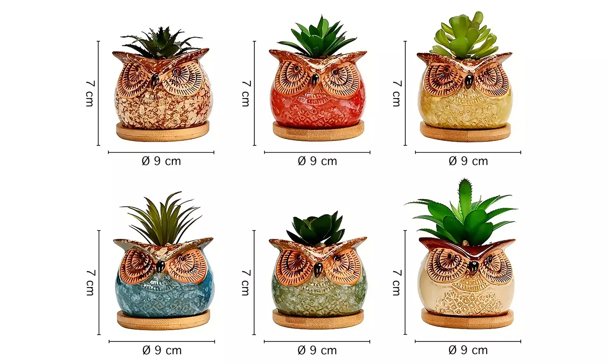 3er- oder 6er-Set Keramiktopf im Eulen Design