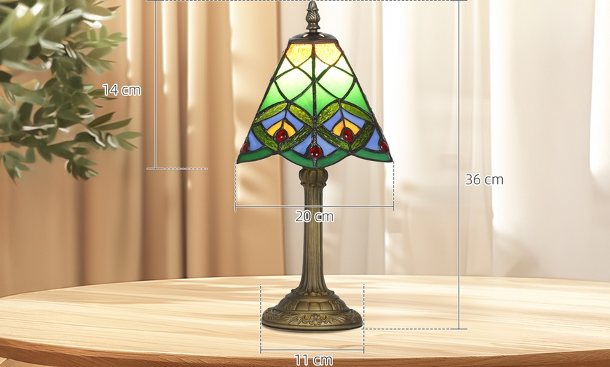 Image 10: HOMCOM Tiffany-Style Stained Glass Table Lamps