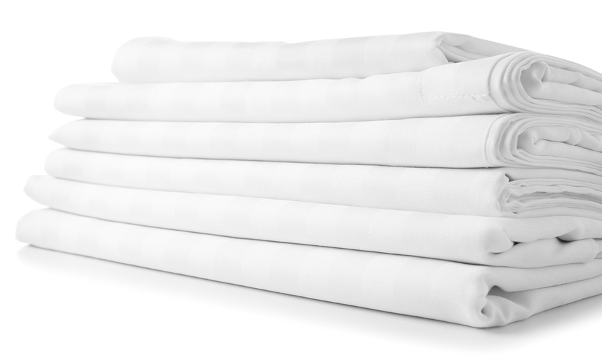 Image 7: 1800 Count Bamboo Feel Dobby Stripe Sheet Set Deep Pockets 4 Piece Set