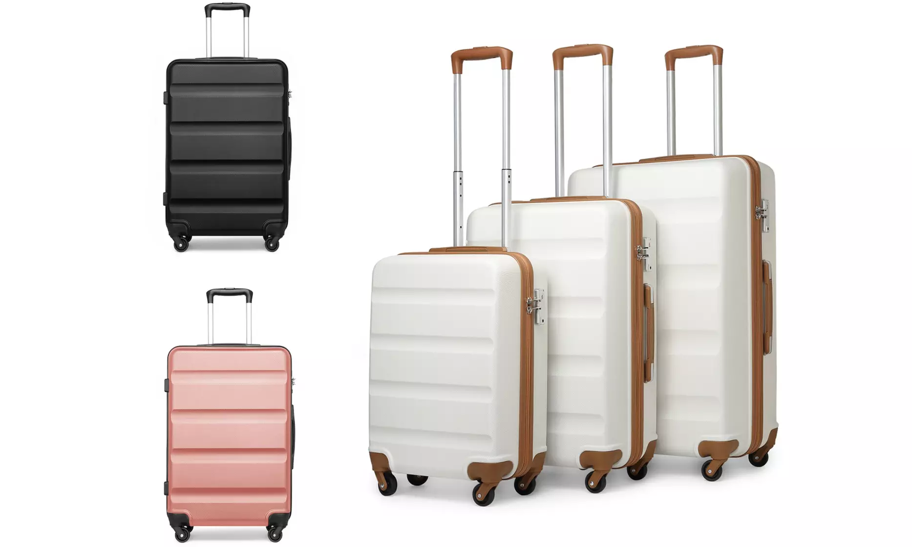 KONO Horizontal Design Hard Shell Suitcase Set with Combination Lock