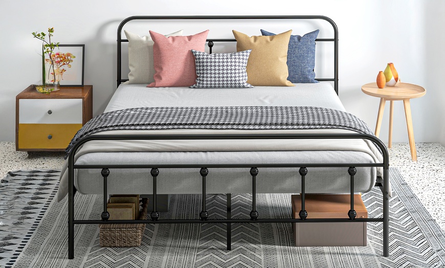 Image 1: HomCom Metal Bed Frames in Various Sizes and Colours