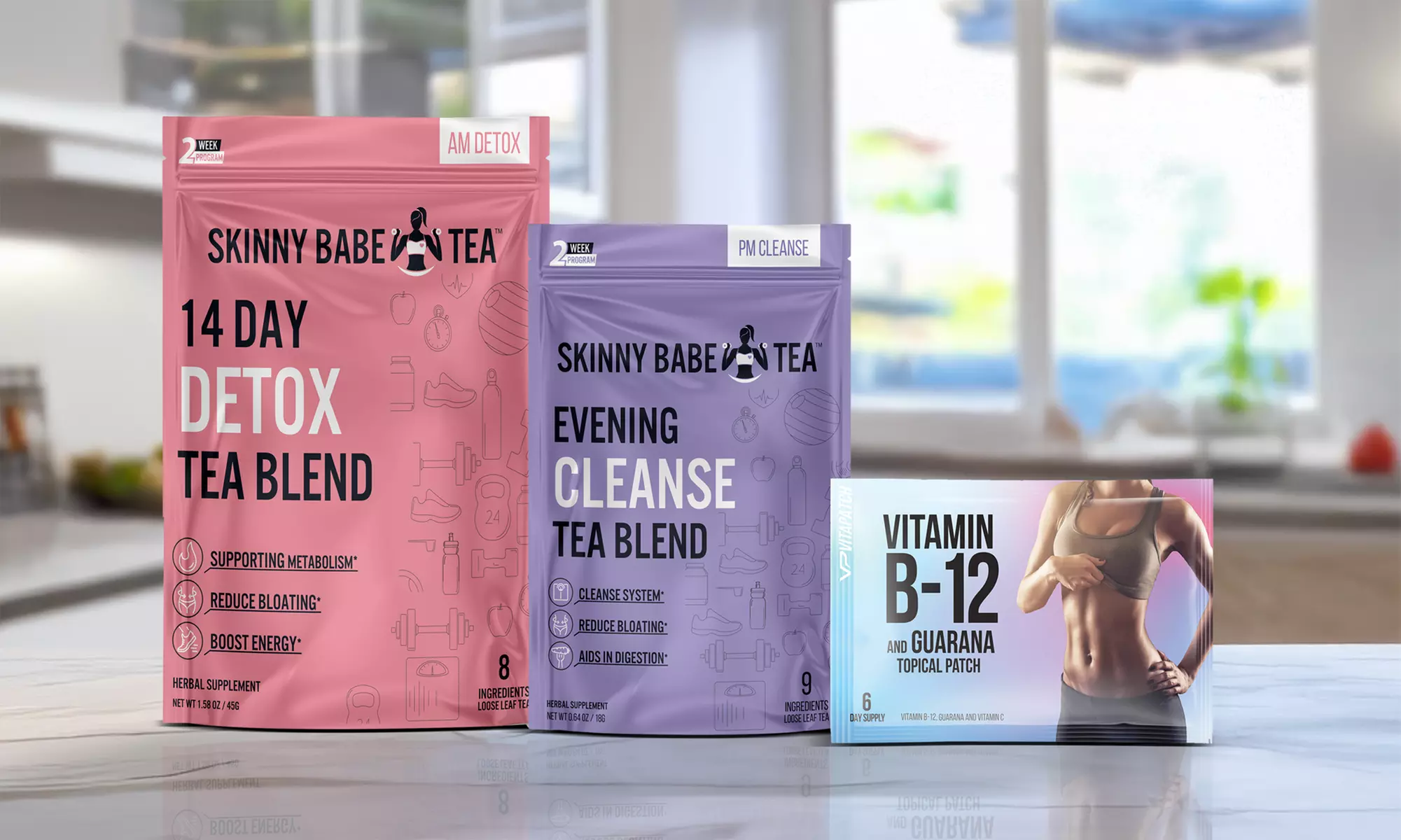 Skinny Babe Cleanse/Detox Tea and High Potency B12 Patch (3-Pack)