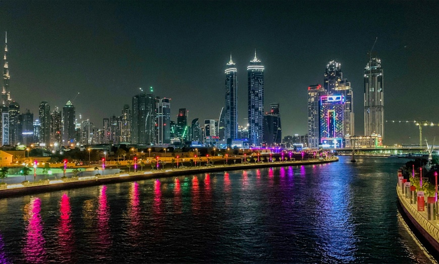 Image 4: Dubai Canal Dinner + soft drinks 4* Luxury Boat For Up to Four Adults
