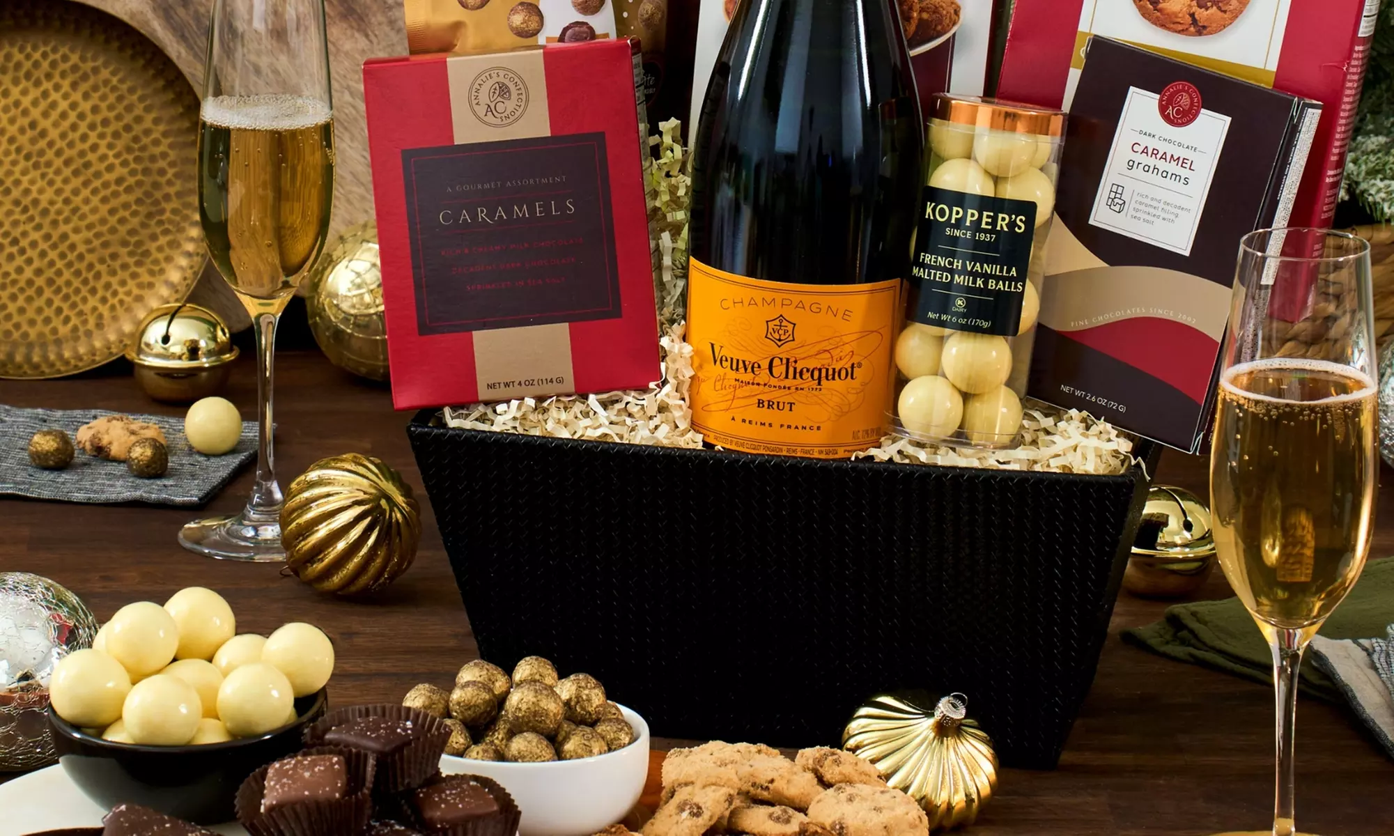 Celebrate Holidays w/ Classic Wine, Champagne & Truffle Gift Baskets!