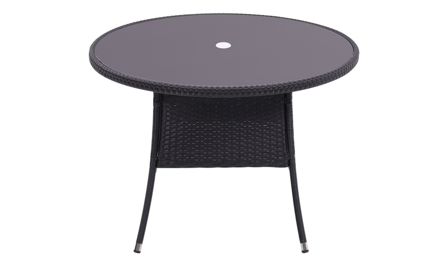 Image 10: Outdoor Garden Rattan Effect Tempered Glass Coffee Table with 6 Styles