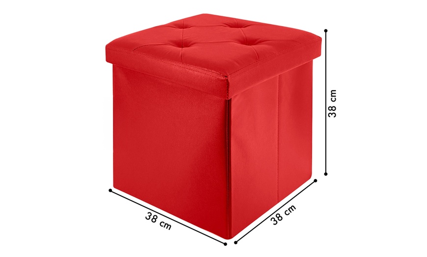 Image 12: Pouf carré en simili cuir avec espace de rangement