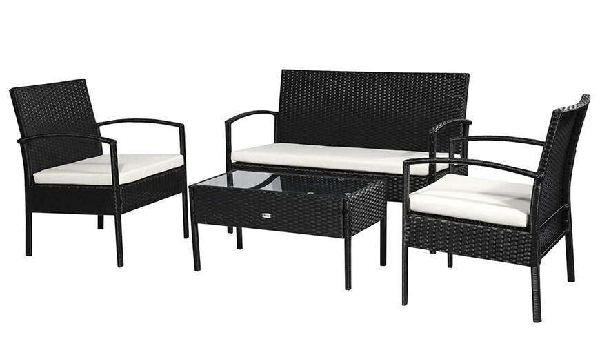 Image 2: Outsunny 4-Piece Rattan Effect Garden Sofa Set
