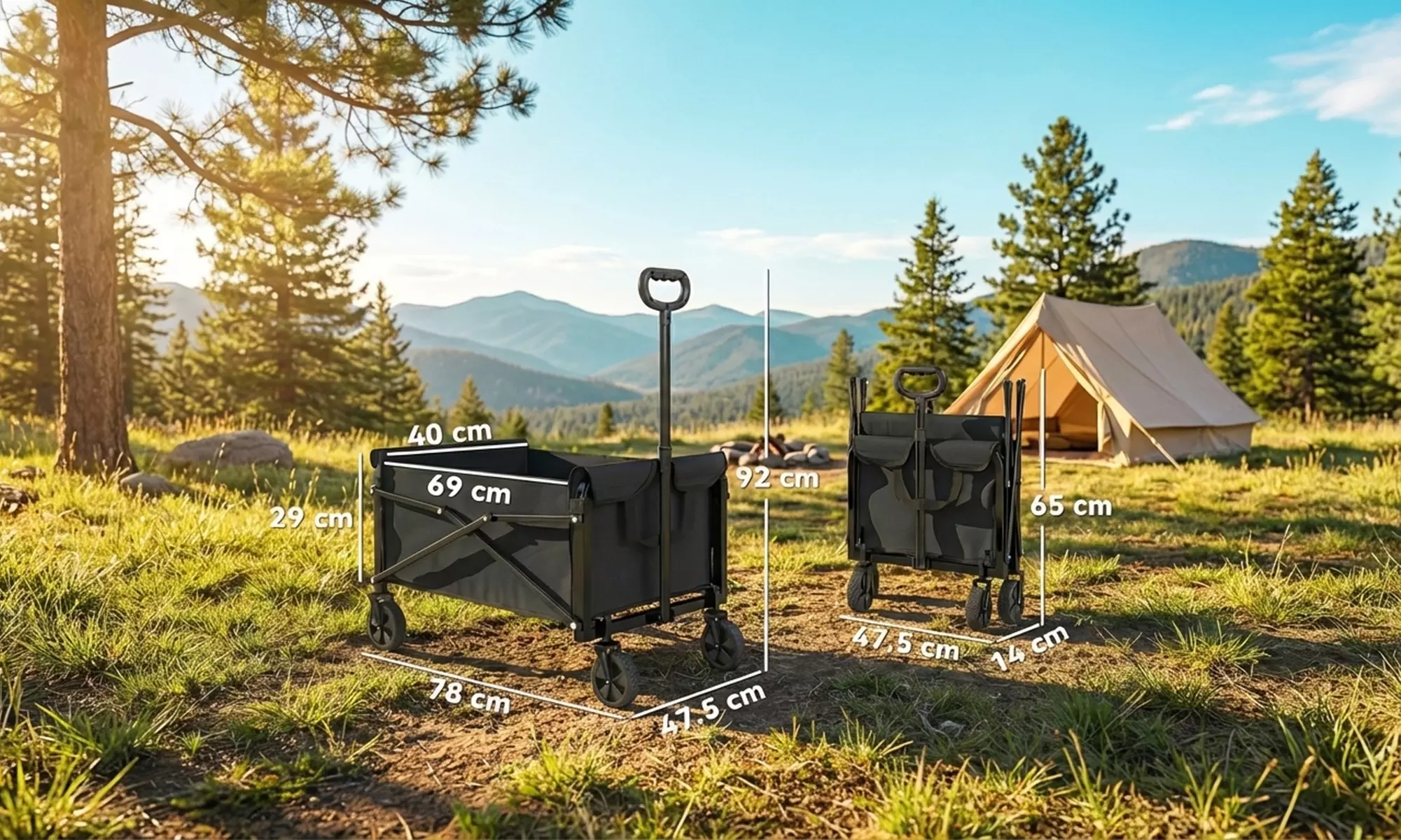 Outsunny Foldable Festival Trolley Cart with 80L Capacity